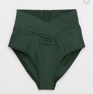NWT Aerie Shine Rib Crossover High Waisted Bikini Bottom